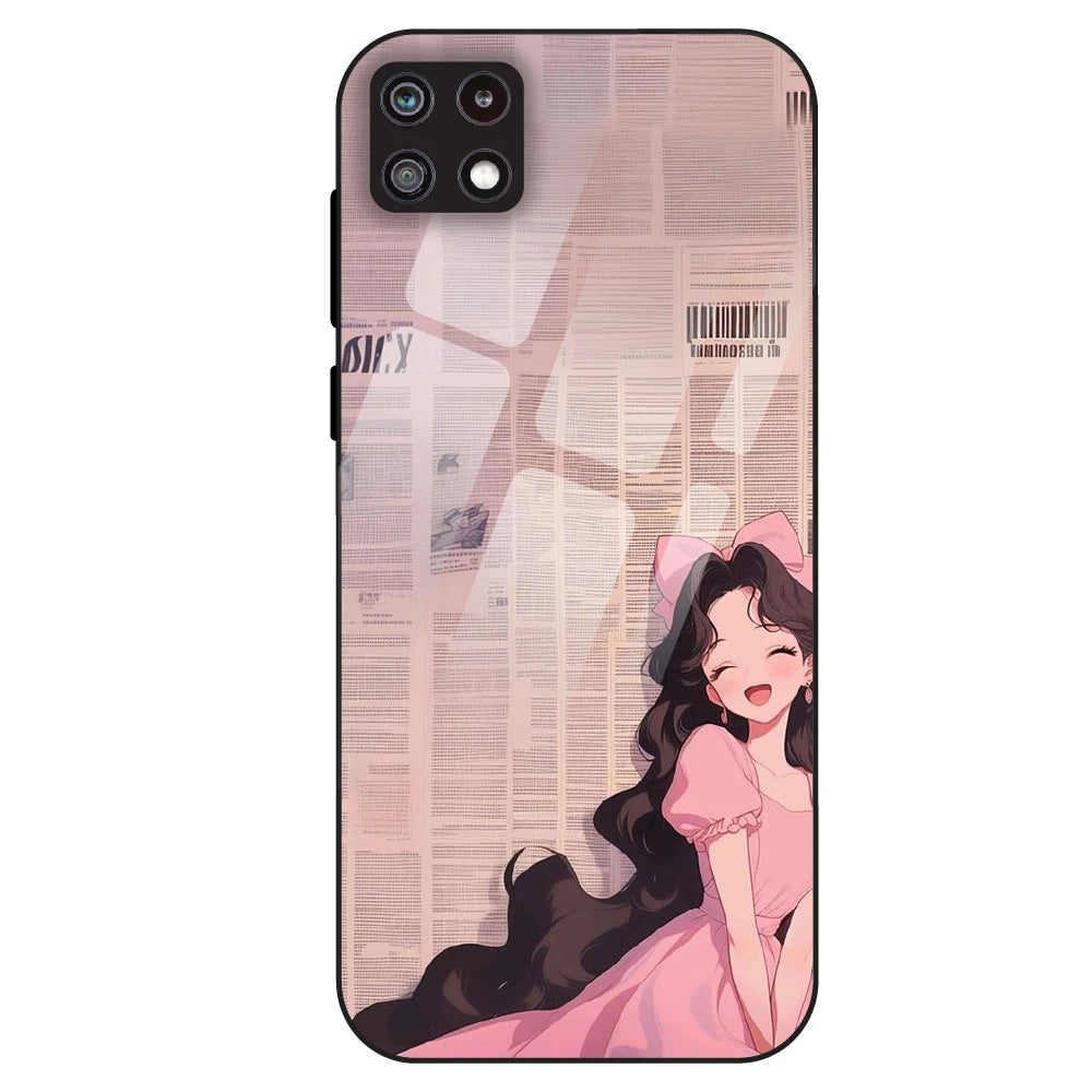 Cute Pink Anime Girl - Glass Case For Samsung Galaxy A22