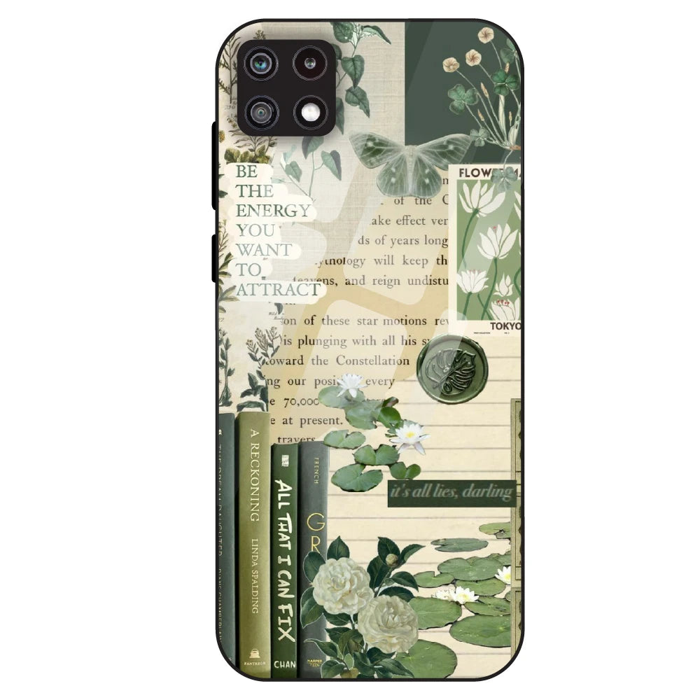 Botanical Vintage Collage - Glass Case For Samsung Galaxy A22