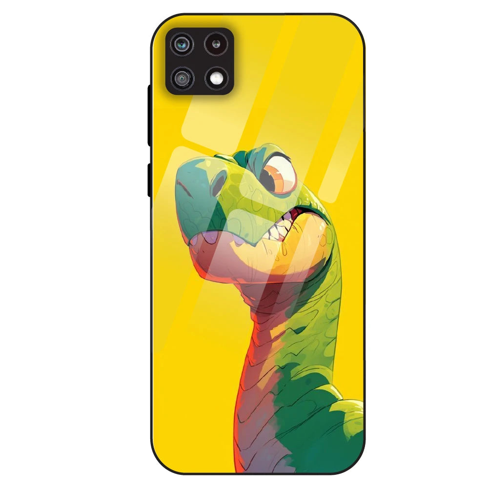 Cute Dino Popt - Glass Case For Samsung Galaxy A22