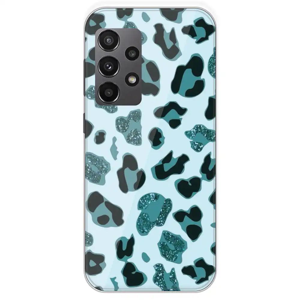 Blue Leopard Glitter Print - Printed Silicone Case For Samsung Galaxy A23