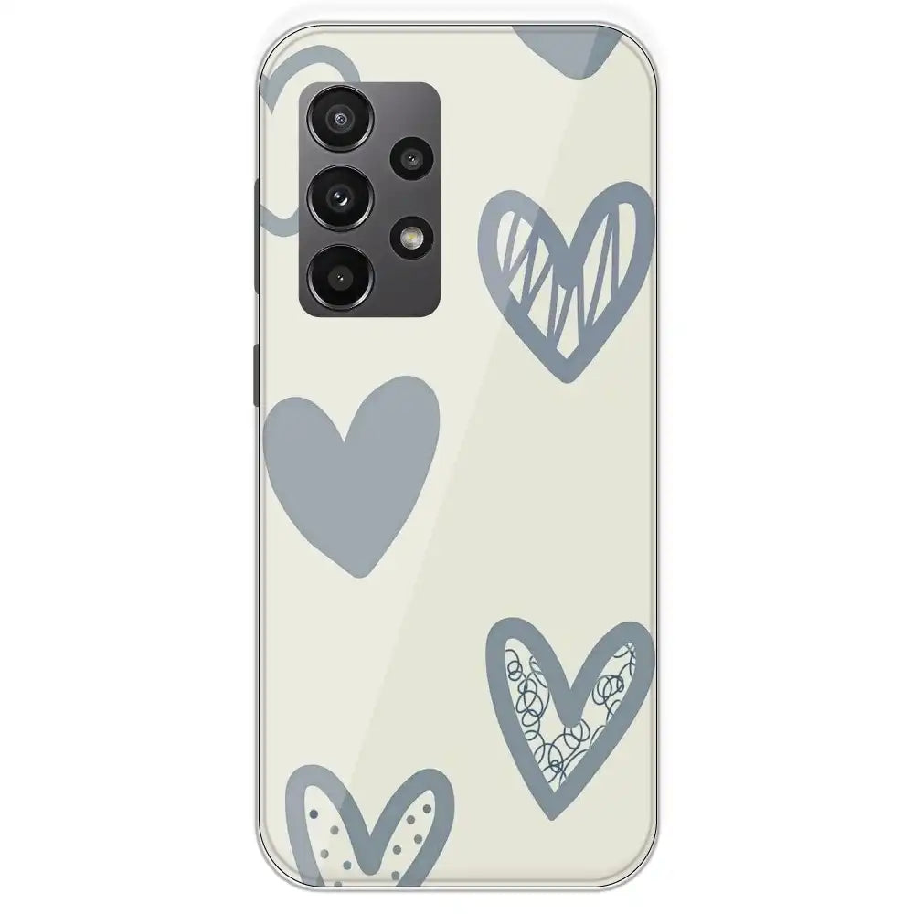Light Blue Hearts - Printed Silicone Case For Samsung Galaxy A23