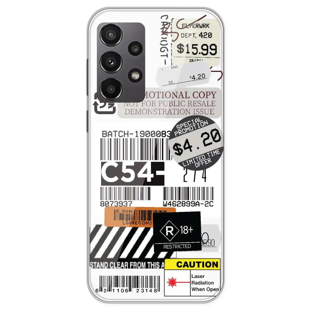 Labels - Clear Printed Silicone Case For Samsung Galaxy A23