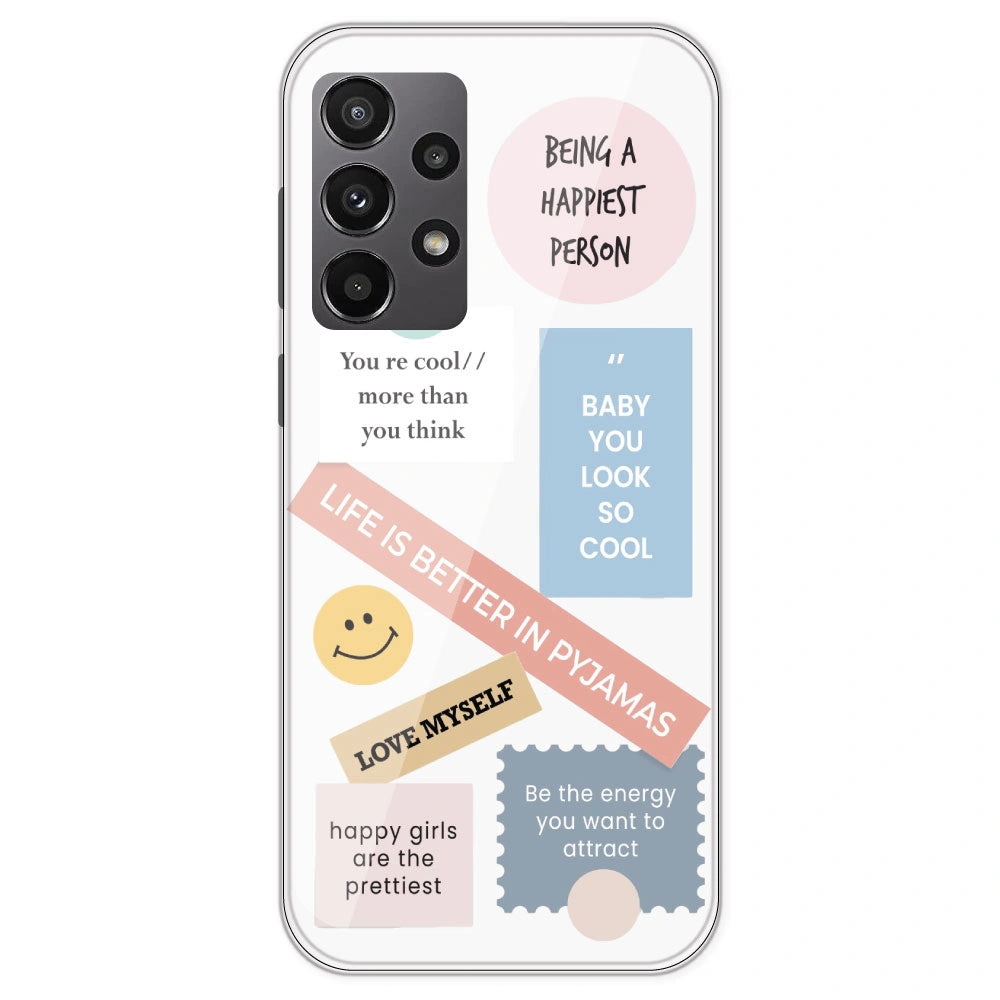 Be Happy - Clear Printed Silicone Case For Samsung Galaxy A23