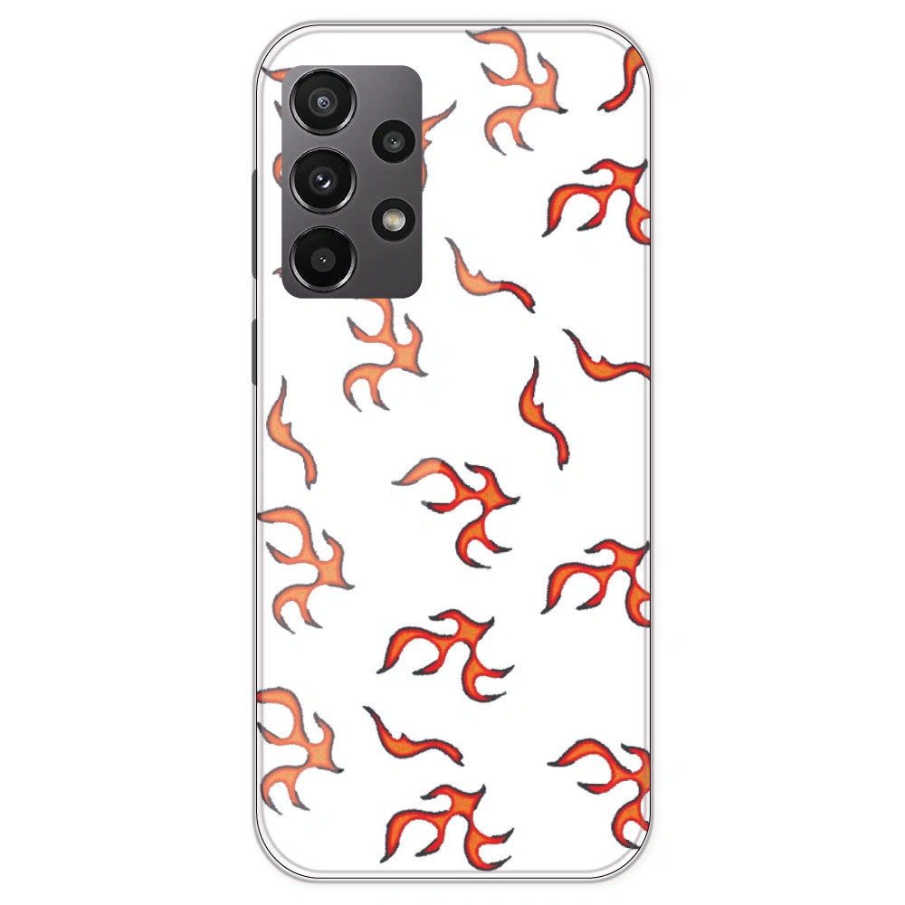 Orange Mini Flames - Clear Printed Silicone Case For Samsung Galaxy A23