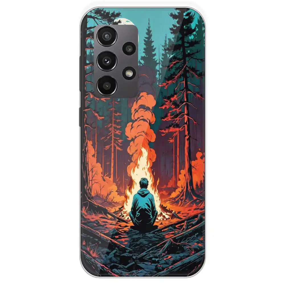 Boy With Camp Fire - Printed Silicone Case For Samsung Galaxy A23