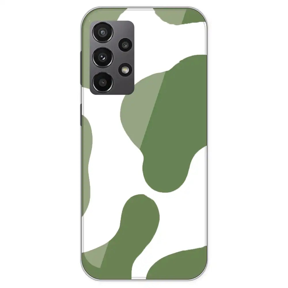 Olive Green Cow Print - Clear Printed Silicone Case For Samsung Galaxy A23