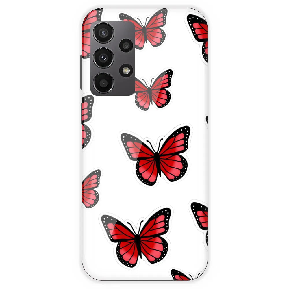 Red Butterfly - Clear Printed Silicone Case For Samsung Galaxy A23