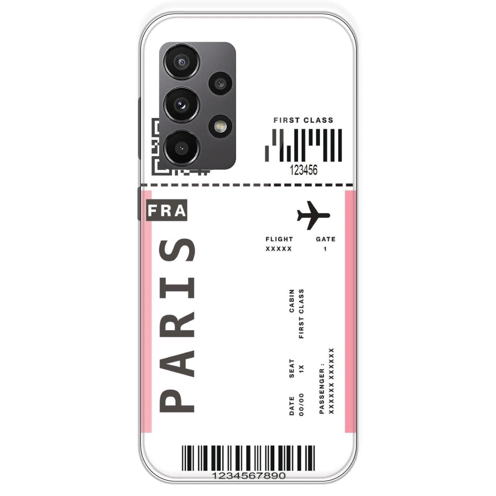 Paris Ticket - Clear Printed Silicone Case For Samsung Galaxy A23