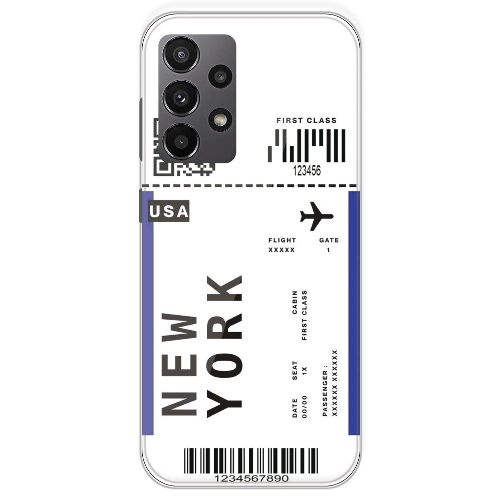 New York Ticket - Clear Printed Silicone Case For Samsung Galaxy A23