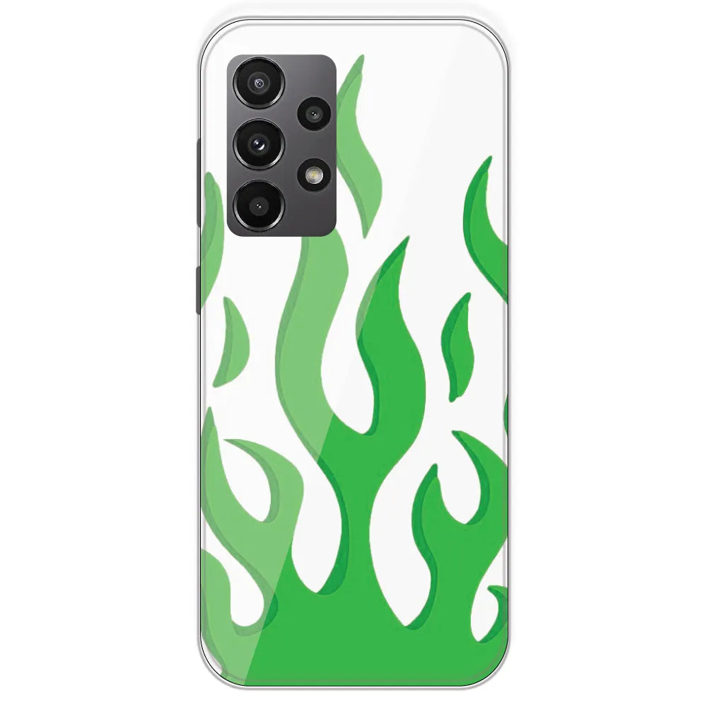 White Aesthetic Flame - Clear Printed Silicone Case For Samsung Galaxy A23
