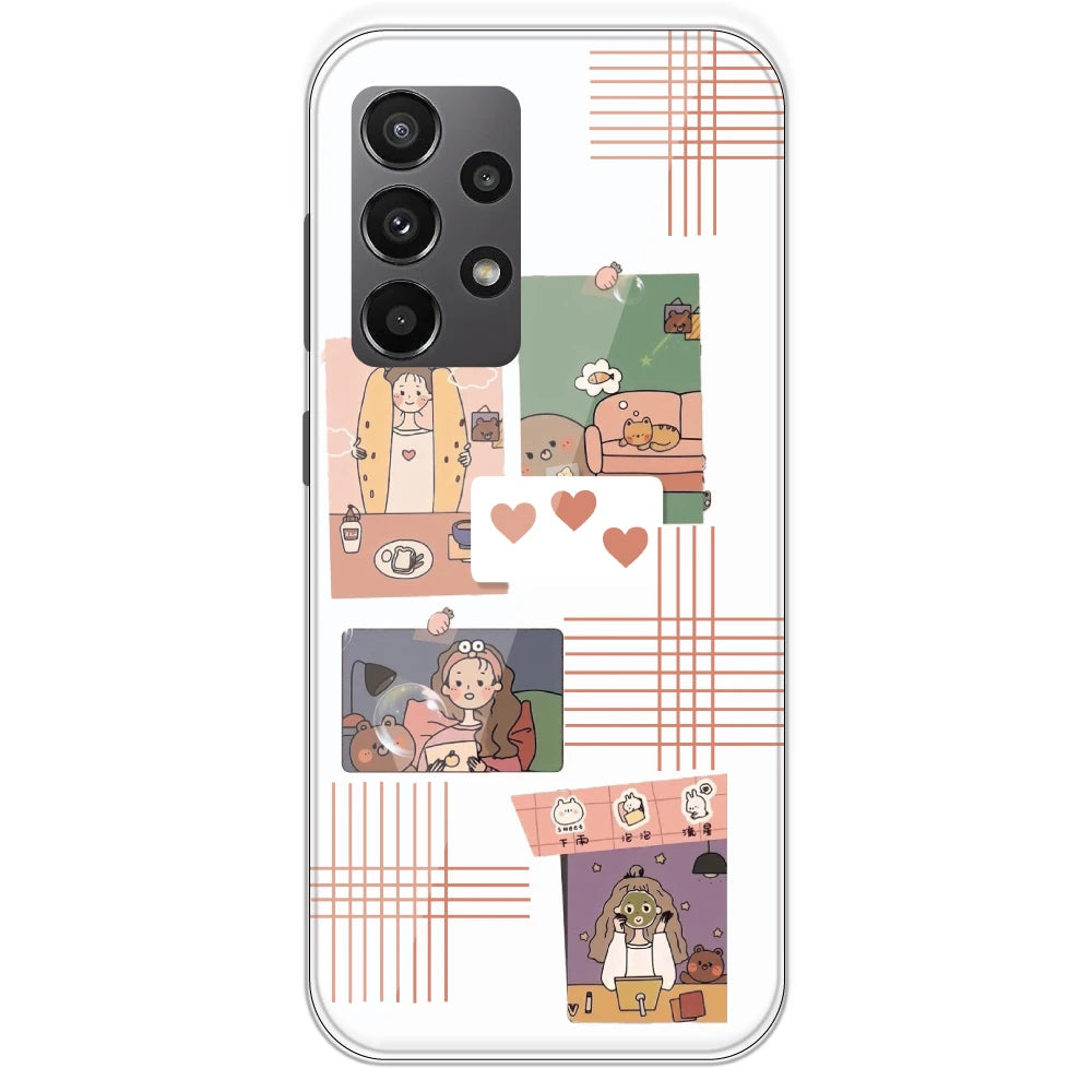 Cute Girl Collage - Clear Printed Silicone Case For Samsung Galaxy A23