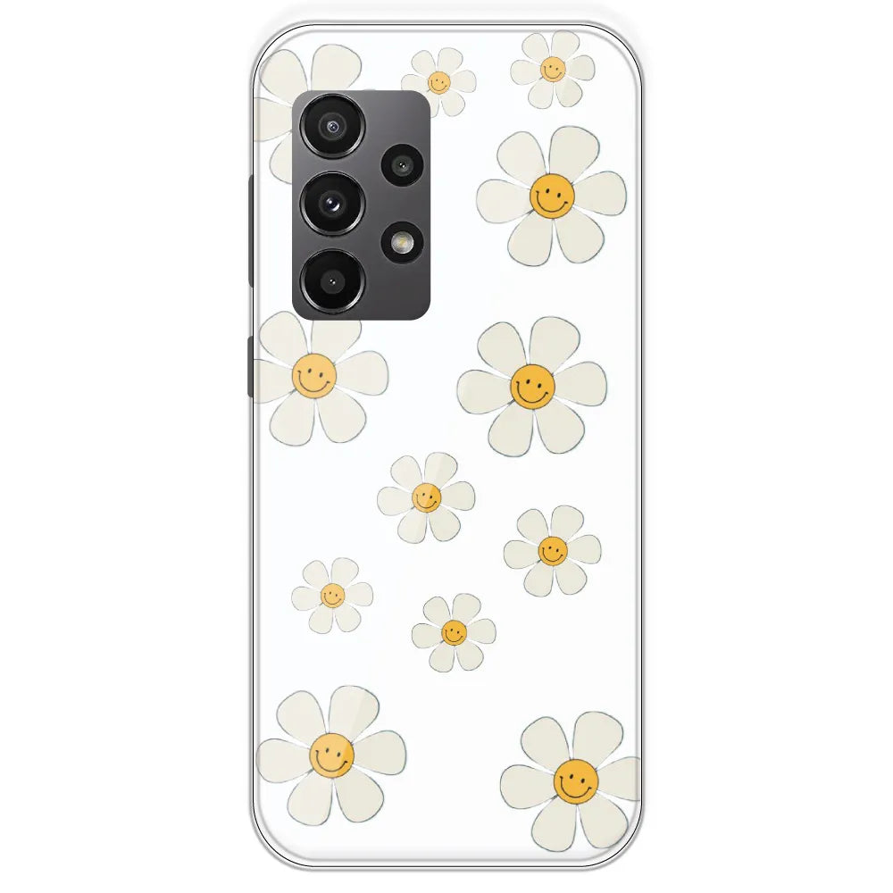 Smile Flowers - Clear Printed Silicone Case For Samsung Galaxy A23