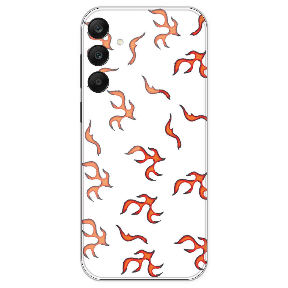 Orange Mini Flames - Clear Printed Silicone Case For Samsung Galaxy A25