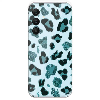 Blue Leopard Glitter Print - Printed Silicone Case For Samsung Galaxy A25