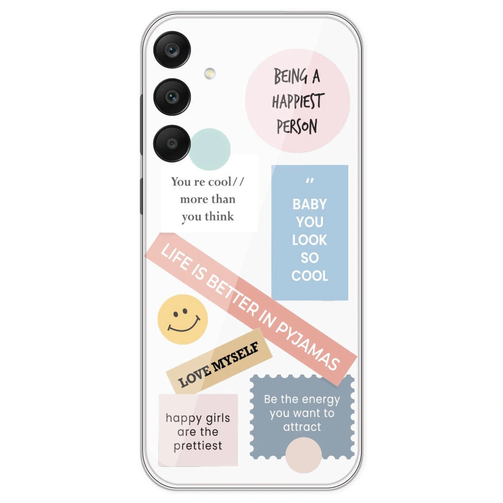 Be Happy - Clear Printed Silicone Case For Samsung Galaxy A25