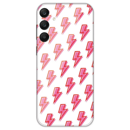 Pink Lightning Bolts - Clear Printed Silicone Case For Samsung Galaxy A25