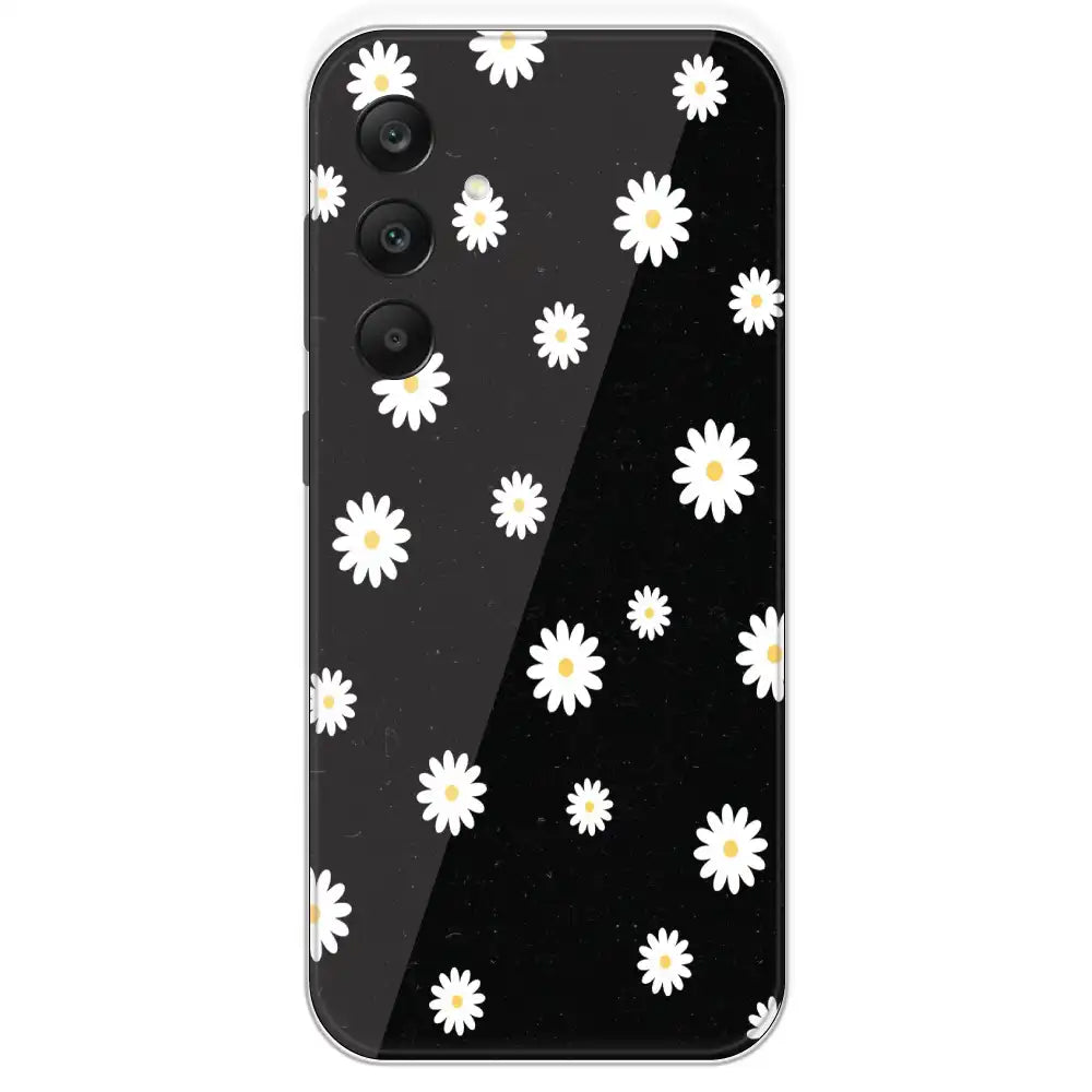 White And Black Flower - Printed Silicone Case For Samsung Galaxy A25