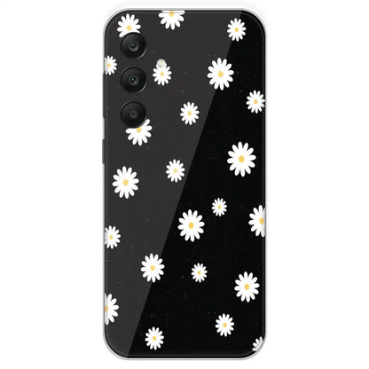 White And Black Flower - Printed Silicone Case For Samsung Galaxy A25