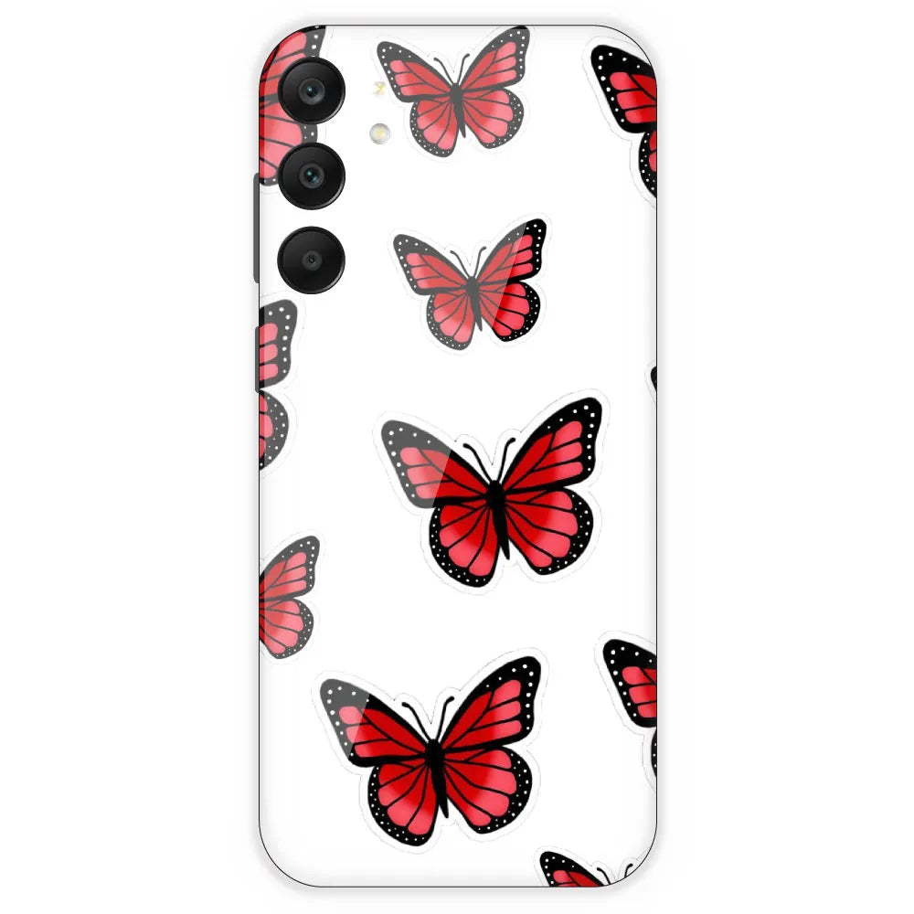 Red Butterfly - Clear Printed Silicone Case For Samsung Galaxy A25