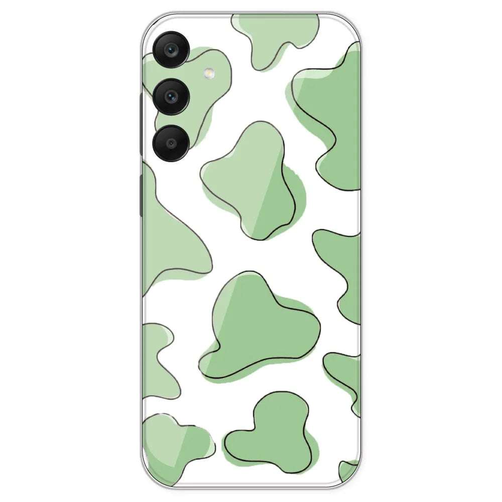 Green Cow Print - Clear Printed Silicone Case For Samsung Galaxy A25