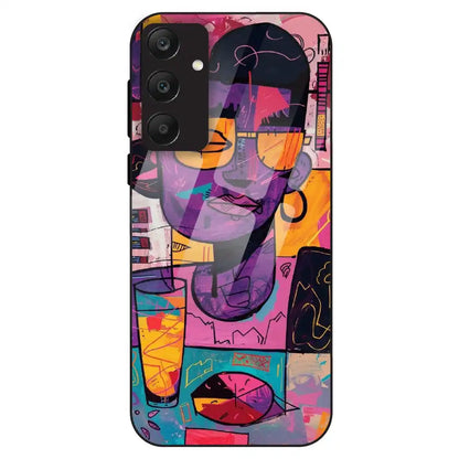 Abstract Neon Portrait - Glass Case For Samsung Galaxy A25
