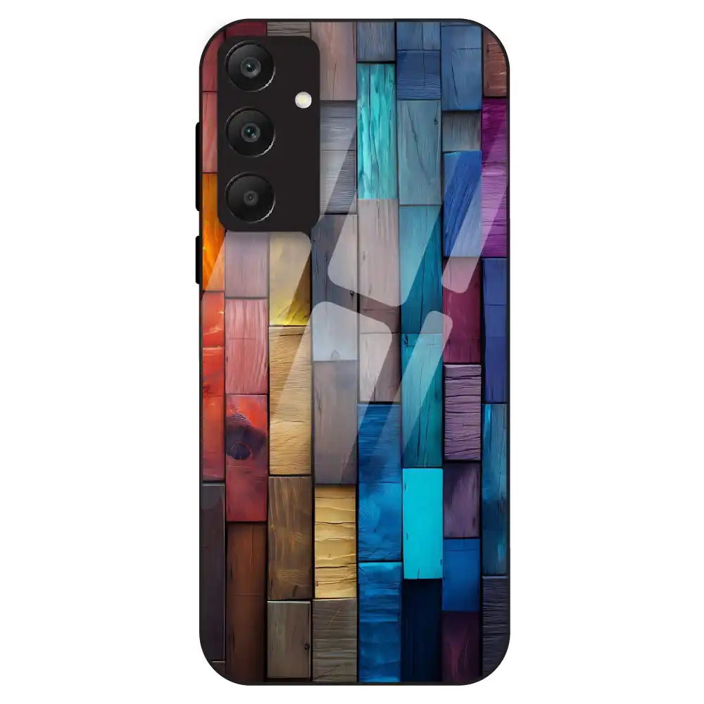 Color Block Wood Texture - Glass Case For Samsung Galaxy A25