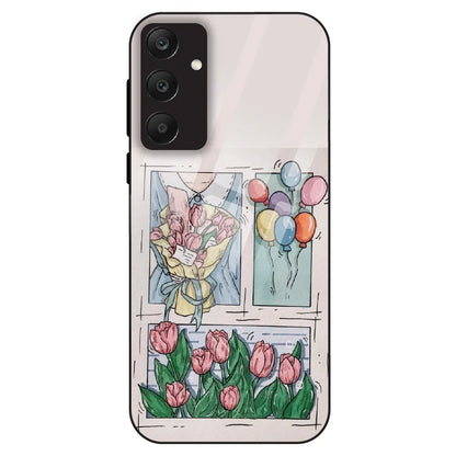 Tulip Aesthetic Sketch - Glass Case For Samsung Galaxy A25