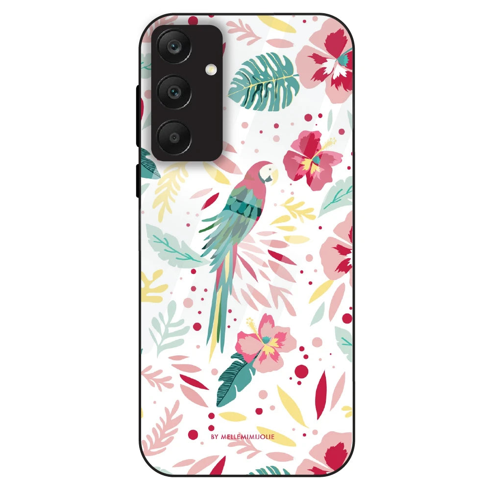 Tropical Parrot Floral - Glass Case For Samsung Galaxy A25
