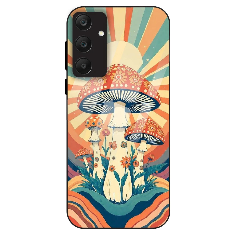 Retro Mushroom Art - Glass Case For Samsung Galaxy A25