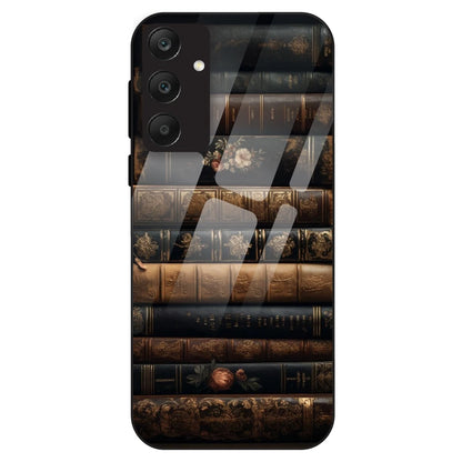 Vintage Book Stack - Glass Case For Samsung Galaxy A25