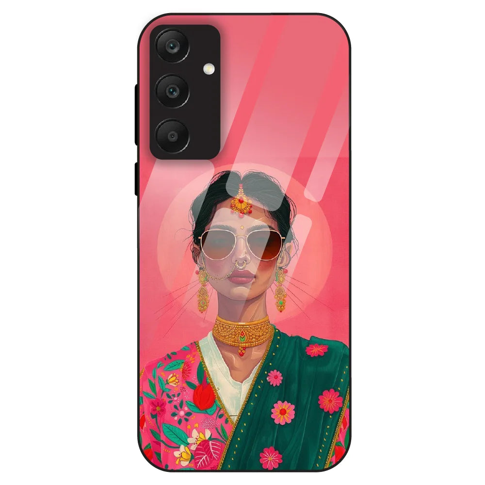 Royal Ethnic Diva - Glass Case For Samsung Galaxy A25