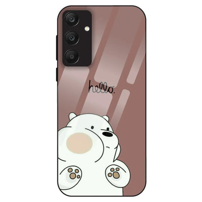 Cute Bear Minimal - Glass Case For Samsung Galaxy A25