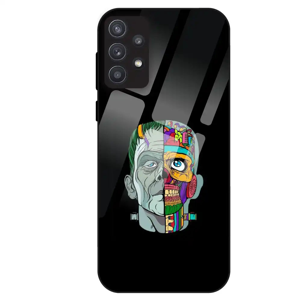 Half Skull Pop Art - Glass Case For Samsung Galaxy A32