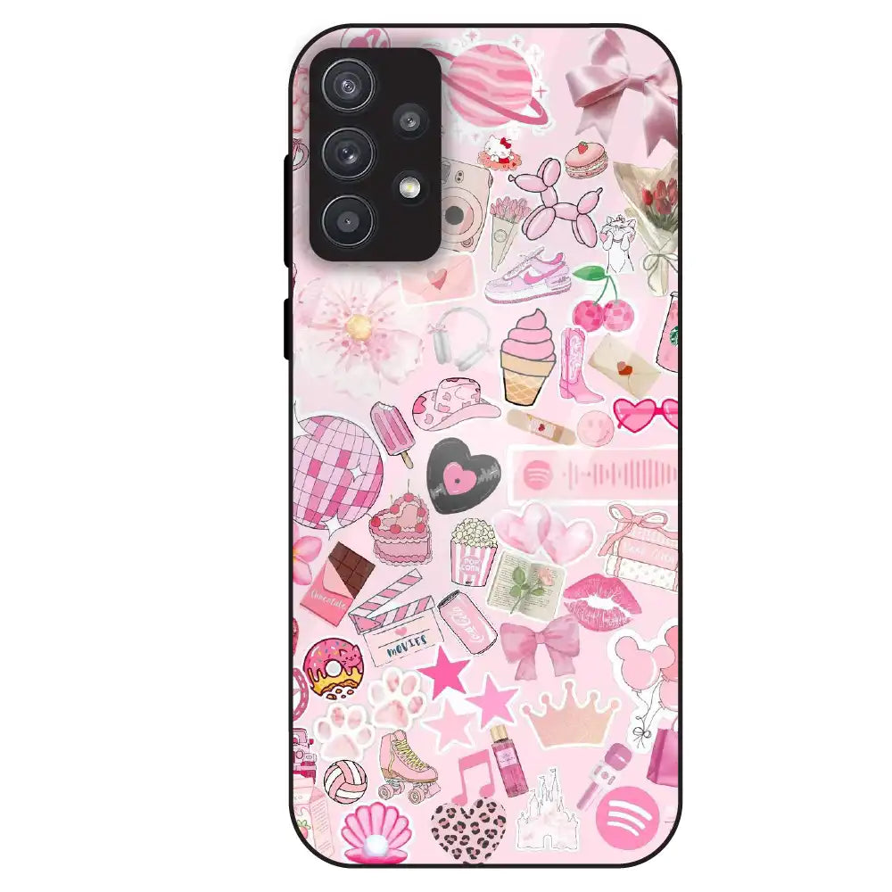 Pink Pop Aesthetic Collage - Glass Case For Samsung Galaxy A32