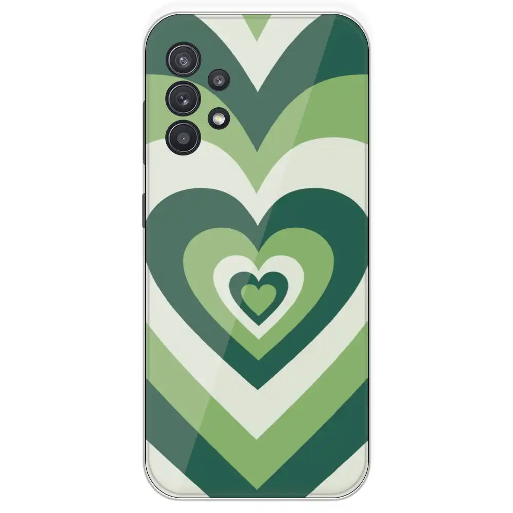 Dark Green Hearts - Printed Silicone Case For Samsung Galaxy A32