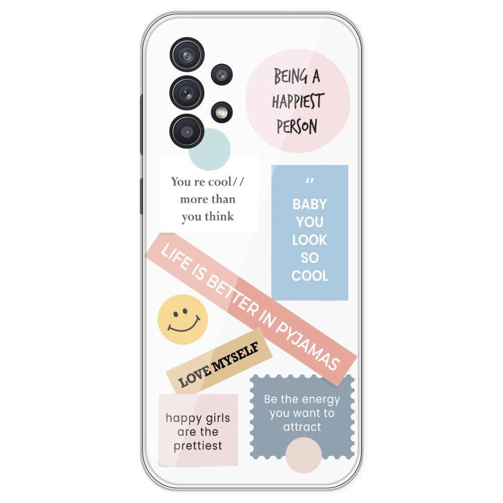 Be Happy - Clear Printed Silicone Case For Samsung Galaxy A32