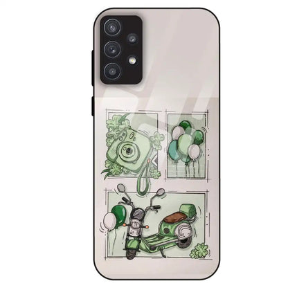 Vintage Green Sketch Aesthetic - Glass Case For Samsung Galaxy A32