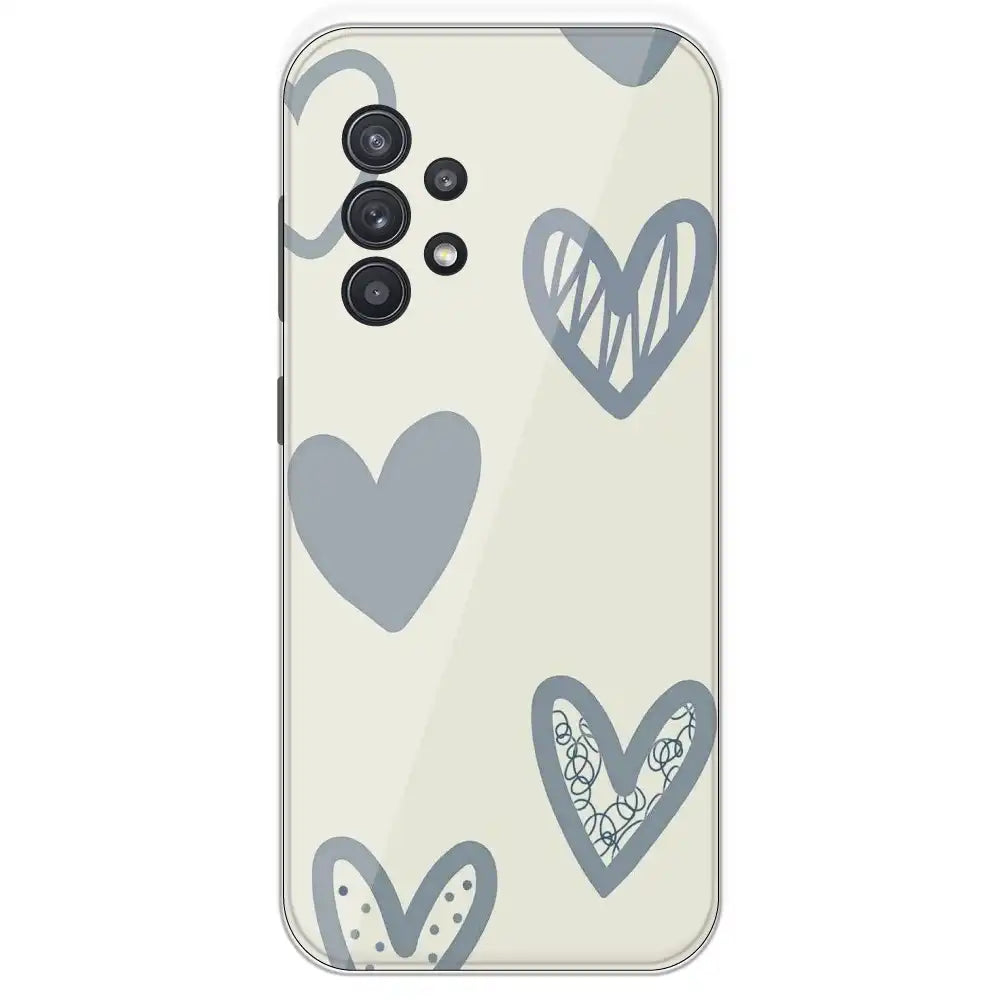 Light Blue Hearts - Printed Silicone Case For Samsung Galaxy A32
