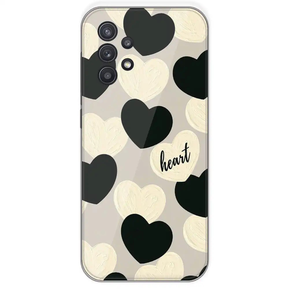 Black And White Heart - Printed Silicone Case For Samsung Galaxy A32