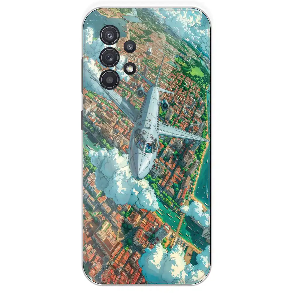 Flying Over City - Printed Silicone Case For Samsung Galaxy A32