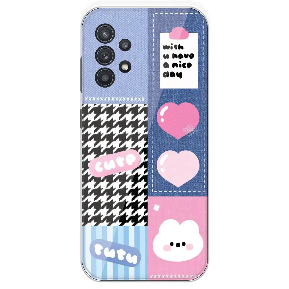 Cute Pink Bear Collage - Printed Silicone Case For Samsung Galaxy A32
