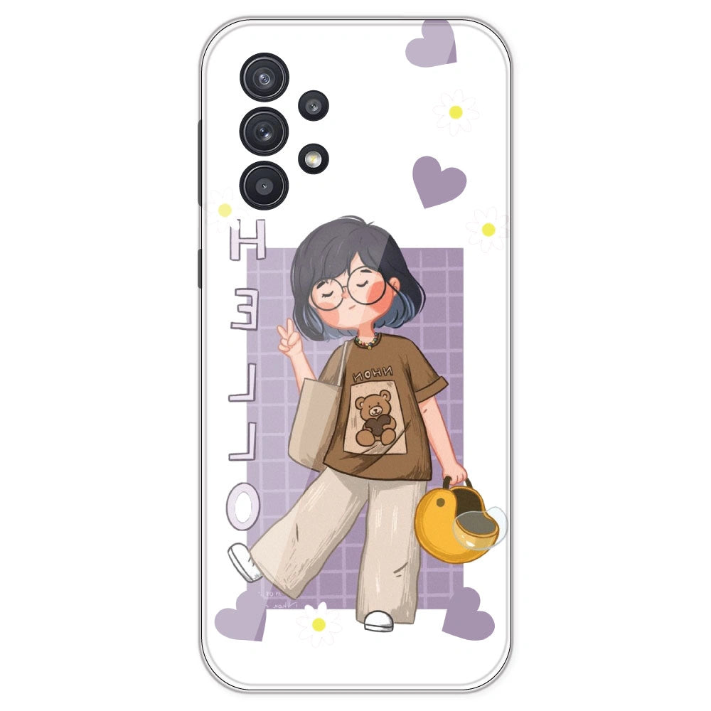 Introvert Girl - Clear Printed Silicone Case For Samsung Galaxy A32