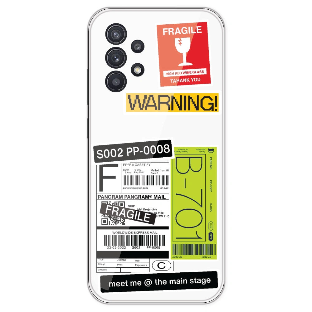 Fragile Labels - Clear Printed Silicone Case For Samsung Galaxy A32