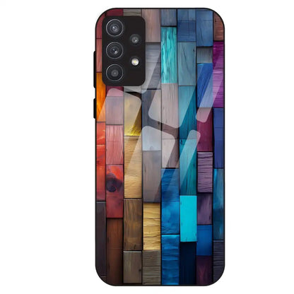 Color Block Wood Texture - Glass Case For Samsung Galaxy A32