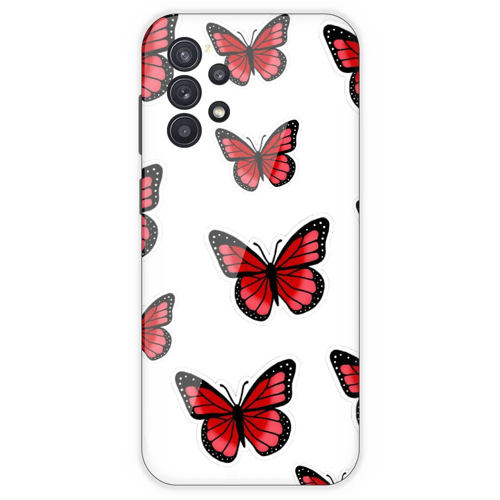 Red Butterfly - Clear Printed Silicone Case For Samsung Galaxy A32