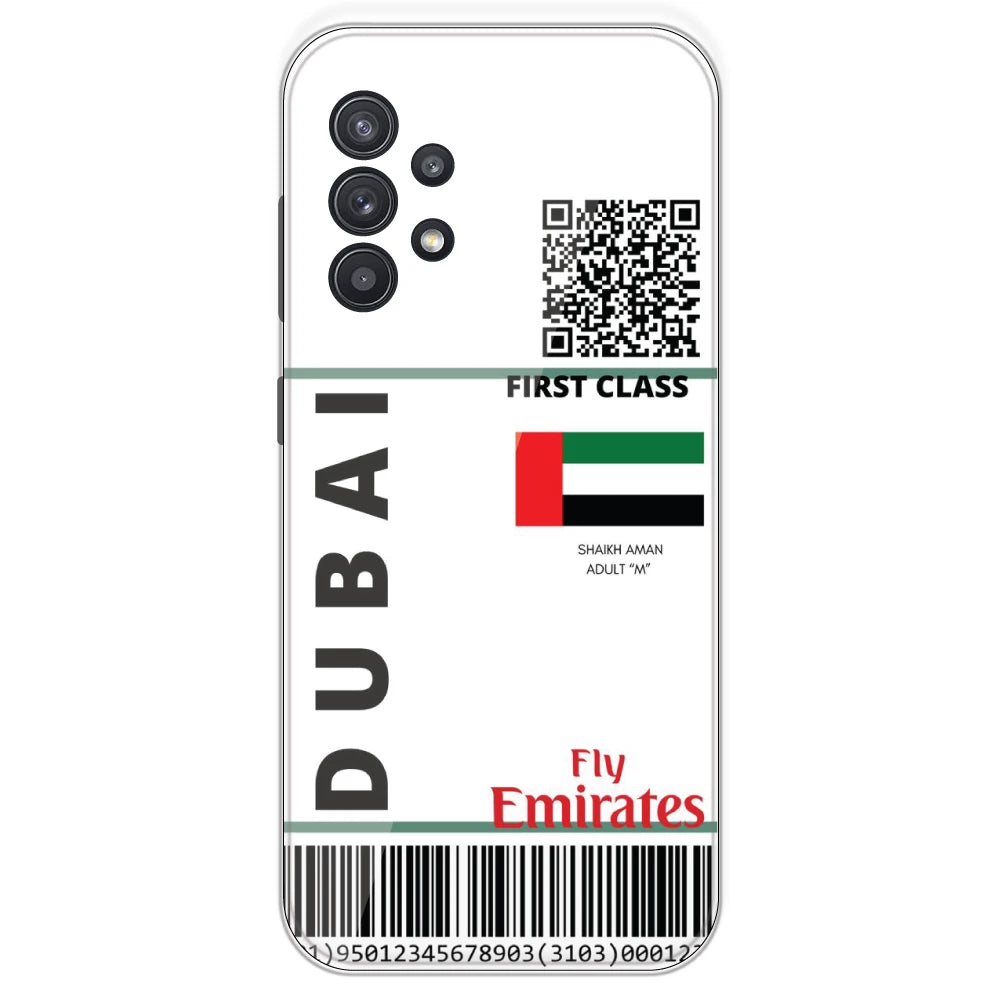 Dubai Ticket - Clear Printed Silicone Case For Samsung Galaxy A32