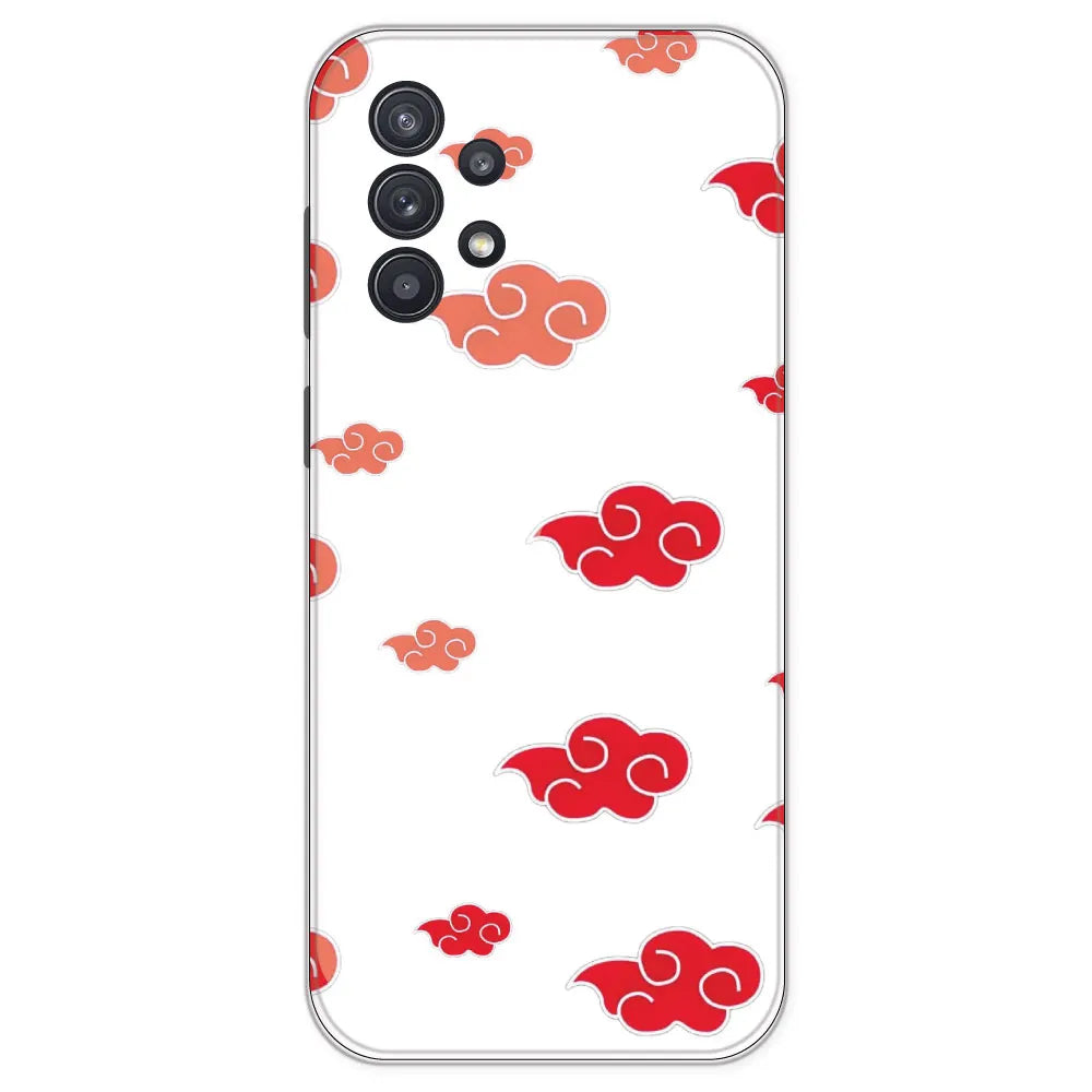 Red Clouds - Clear Printed Silicone Case For Samsung Galaxy A32