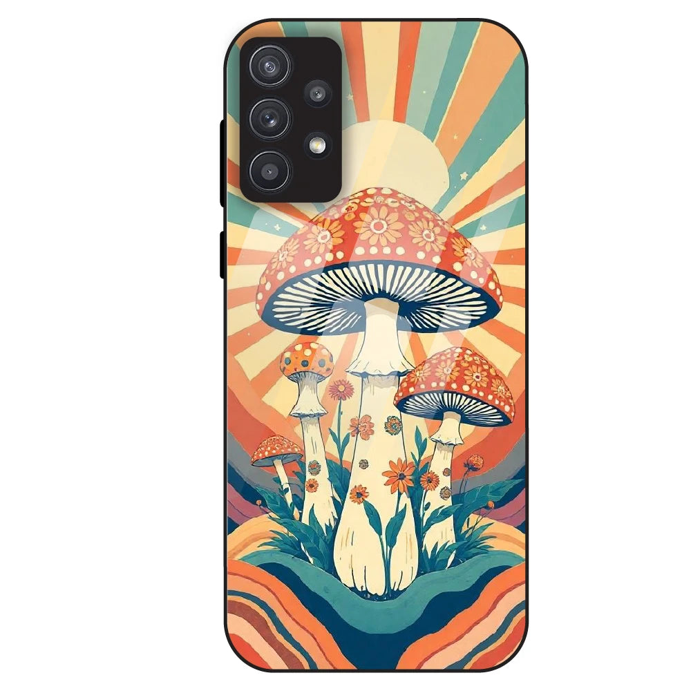 Retro Mushroom Art - Glass Case For Samsung Galaxy A32