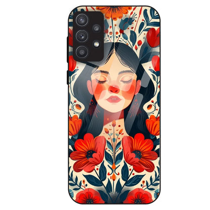 Floral Muse Portrait - Glass Case For Samsung Galaxy A32