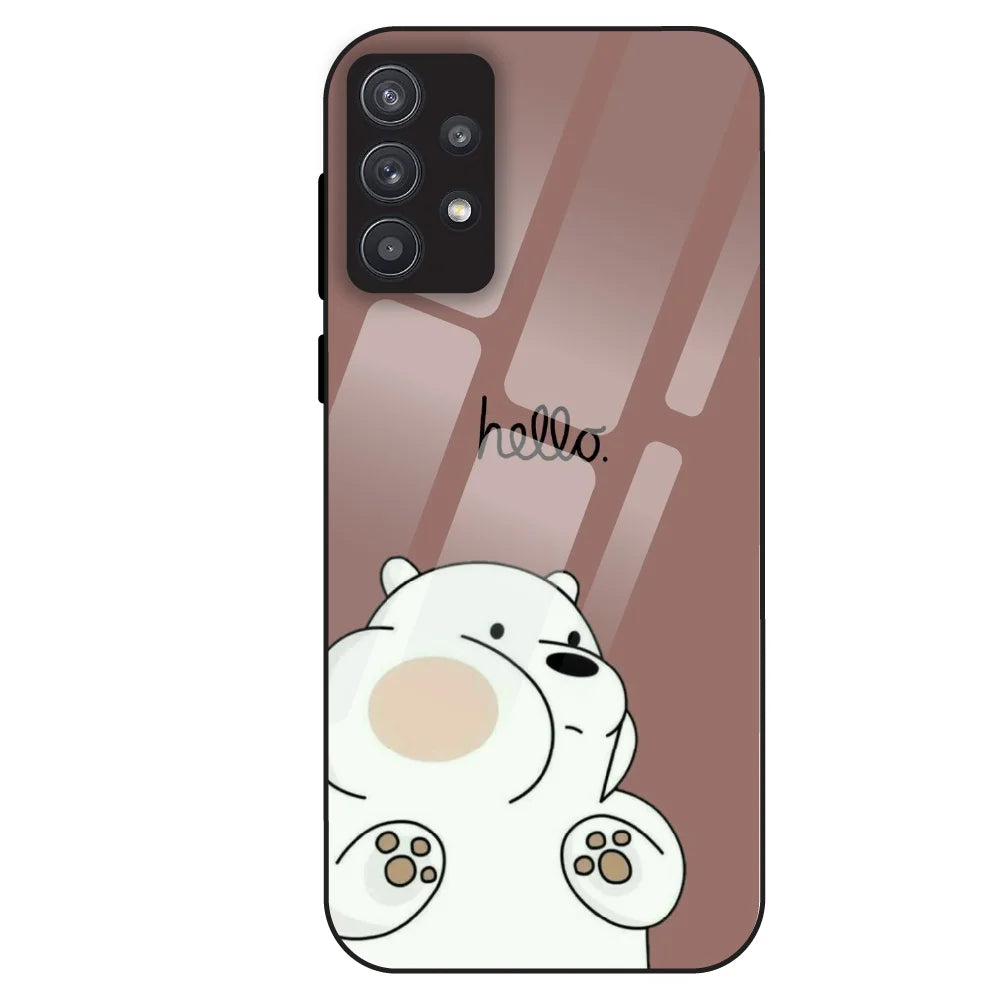 Cute Bear Minimal - Glass Case For Samsung Galaxy A32